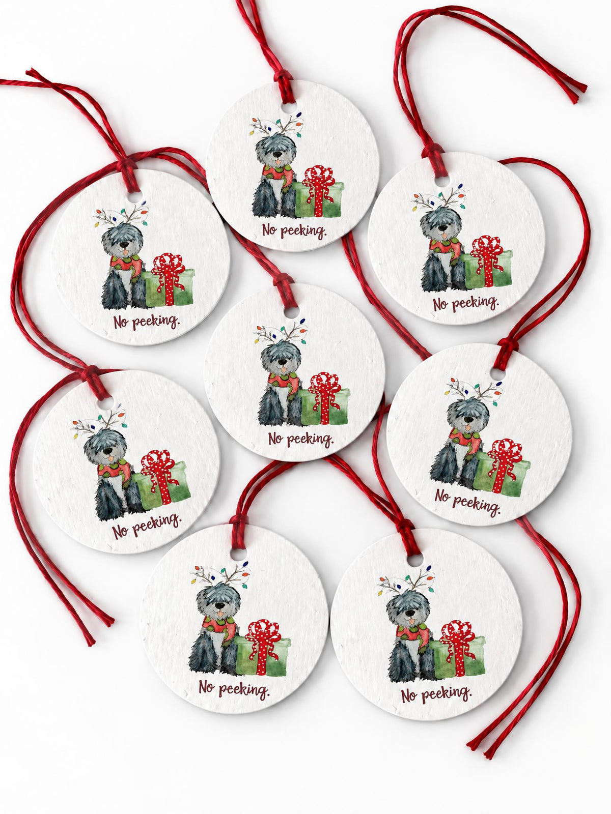 Plantable Seed Christmas Gift Tag Set of 8 No Peeking Shaggy Dog