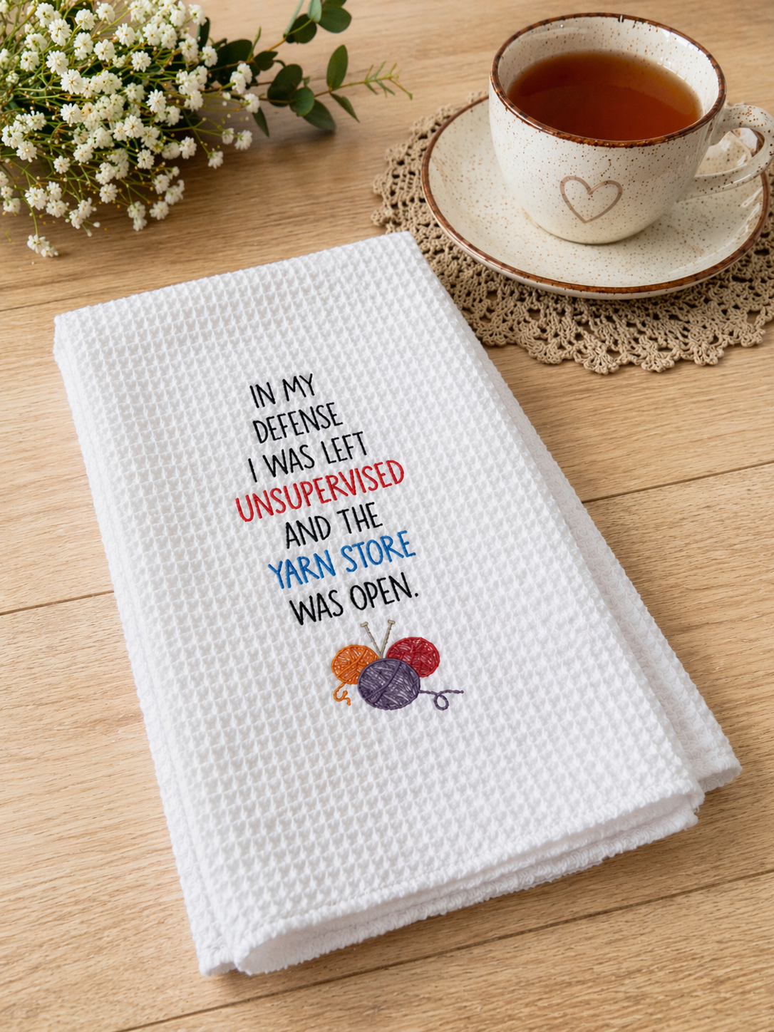 Microfiber Kitchen Towel Watercolor Art Yarn Unsupervised
