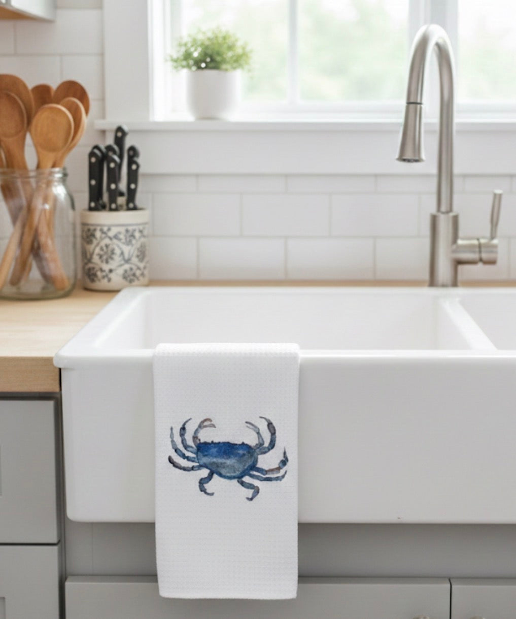 Microfiber Kitchen Towel Watercolor Art Blue Crab