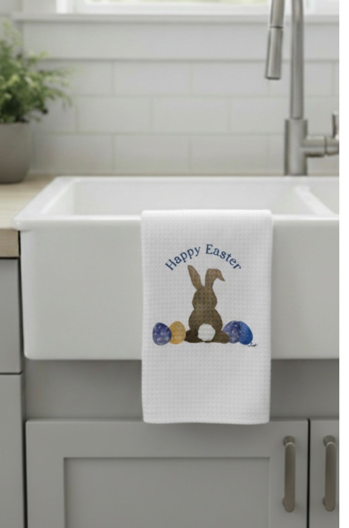 Microfiber Kitchen Towel Watercolor Art Happy Easter