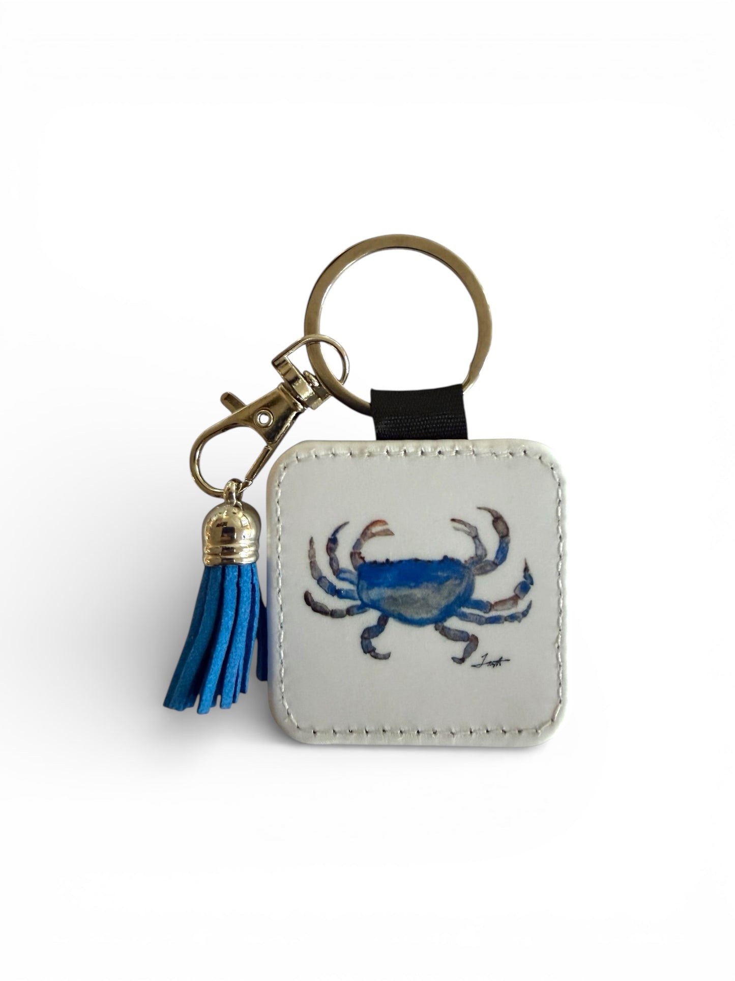 Blue Crab Tassel Keychain - Hand-Painted Art Charm