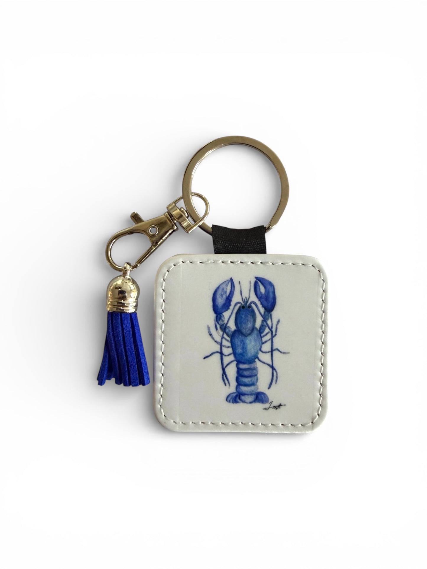 Blue Lobster Tassel Keychain - Hand-Painted Art Charm