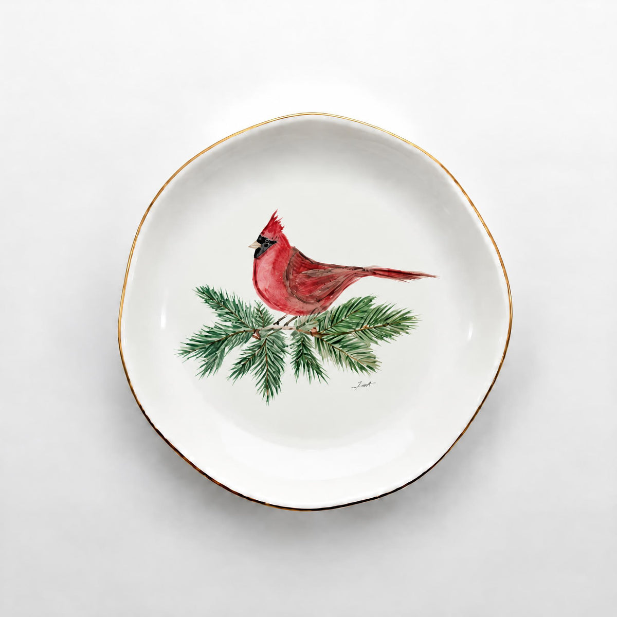 Cardinal on Tree Jewelry & Trinket Dish - Original Art Series