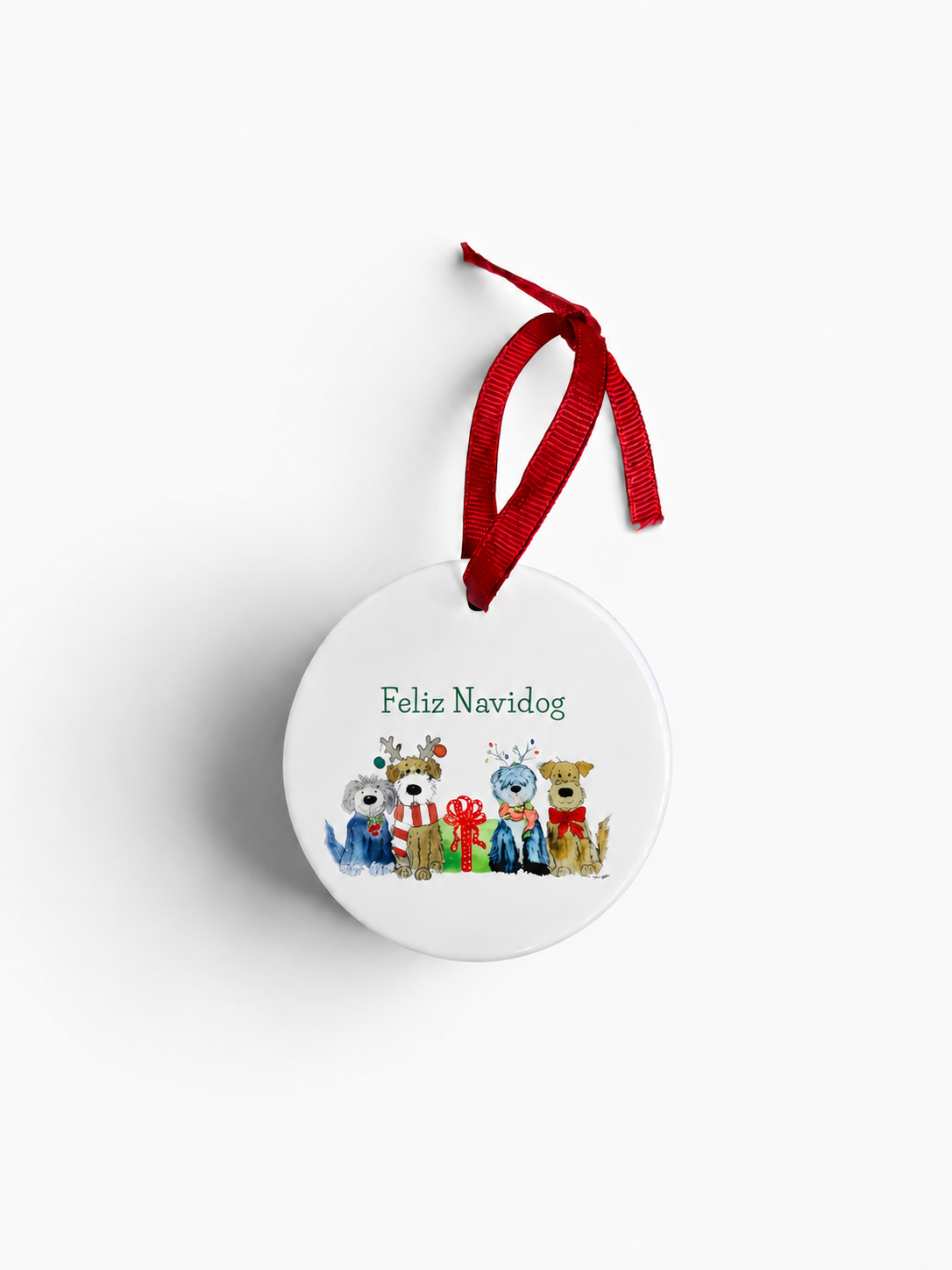 Feliz Navidog Ceramic Christmas Ornament