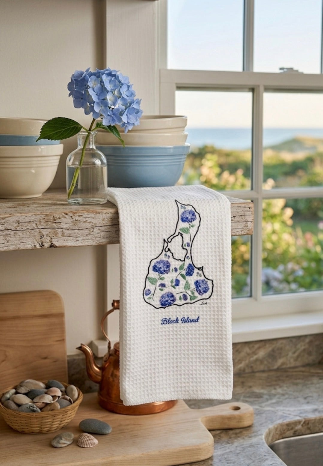 Microfiber Kitchen Towel Watercolor Art RI Block Island