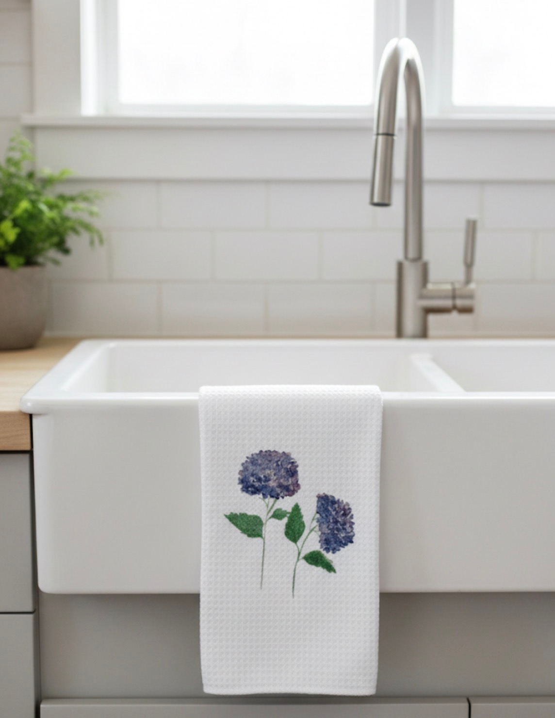 Microfiber Kitchen Towel Watercolor Art Hydrangea