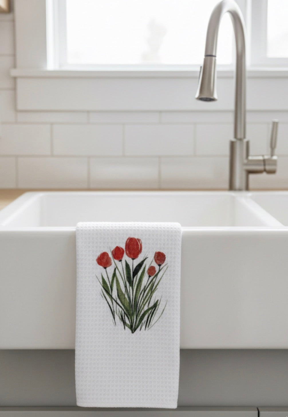 Red Tulips Kitchen Towel