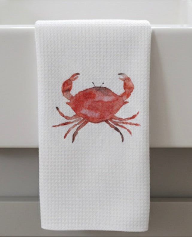 Microfiber Kitchen Towel Watercolor Art Red Crab