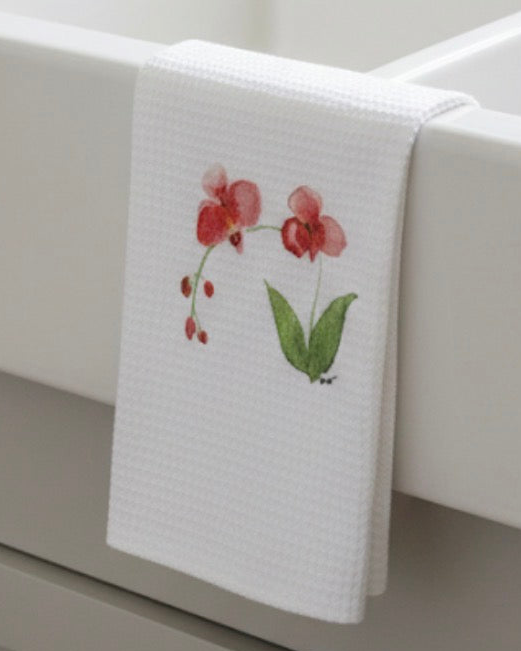 Microfiber Kitchen Towel Watercolor Art Orchid