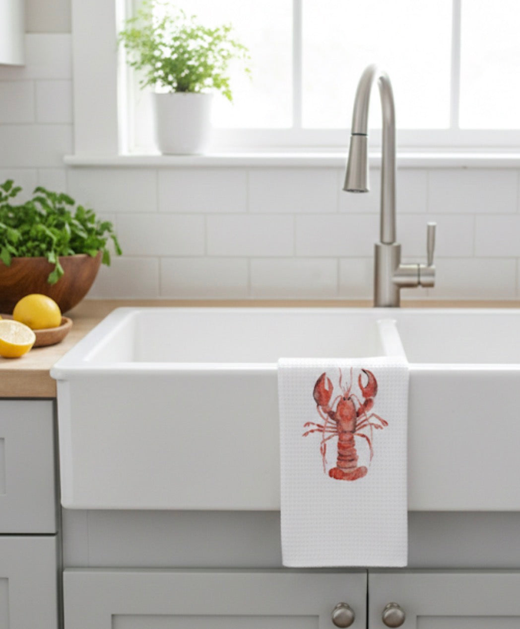 Microfiber Kitchen Towel Watercolor Art Red Lobster