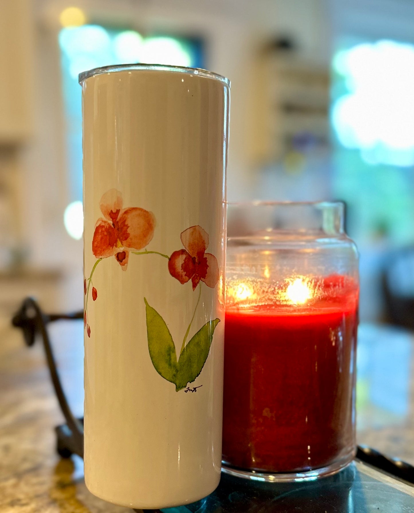 20oz Insulated Skinny Tumbler Orchid Original Art Series