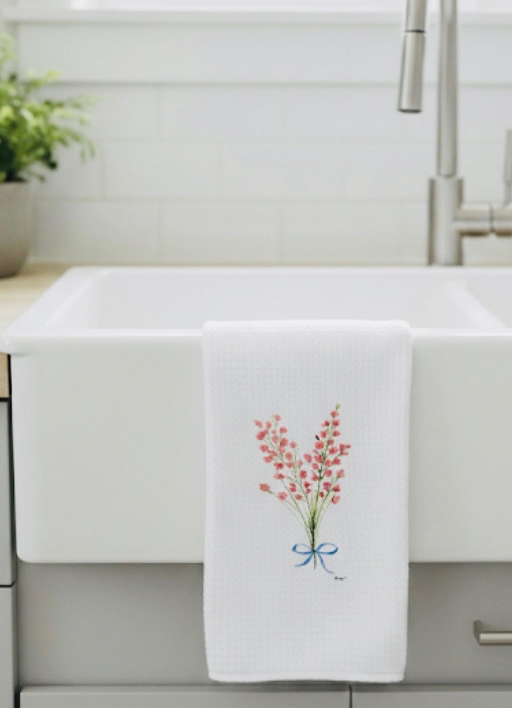 Microfiber Kitchen Towel Watercolor Art Pink Flower