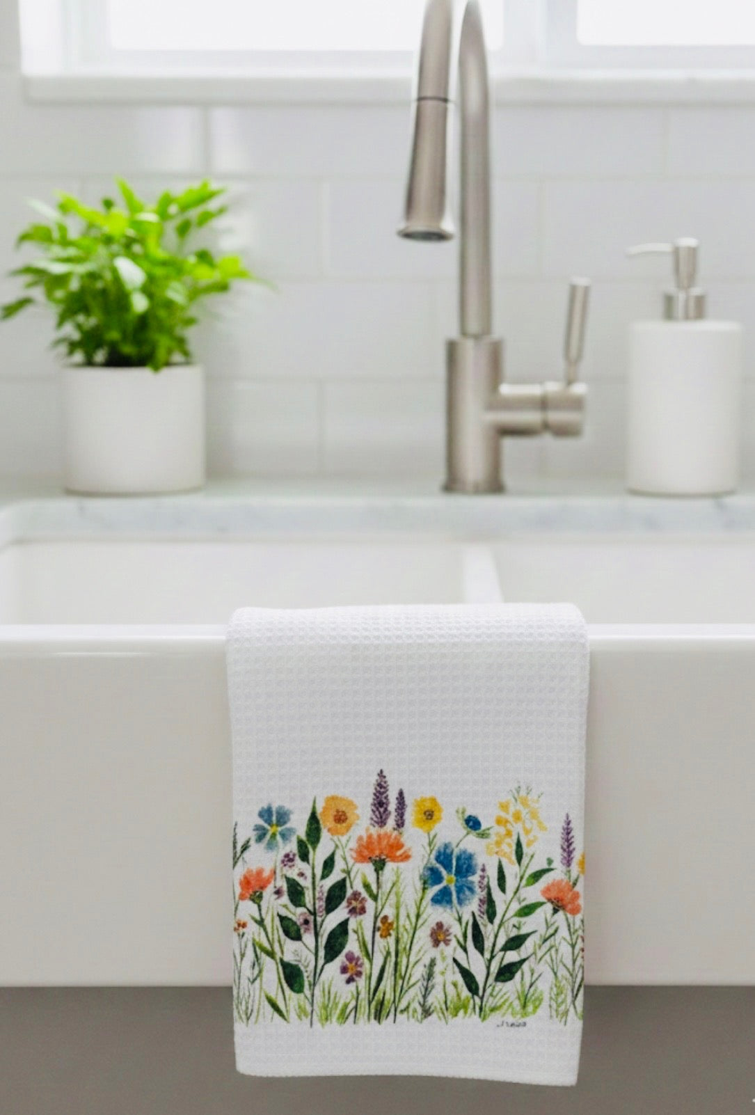 Microfiber Kitchen Towel Watercolor Art Wildflowers