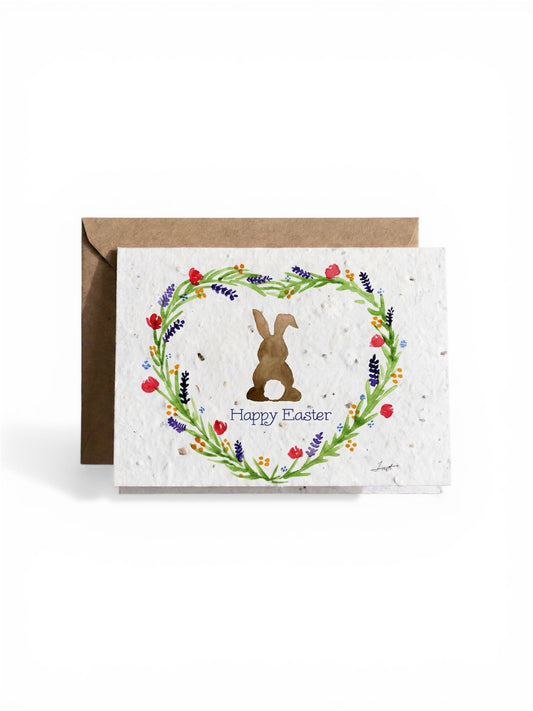 Plantable Seed Card Easter - Heart Wreath Bunny
