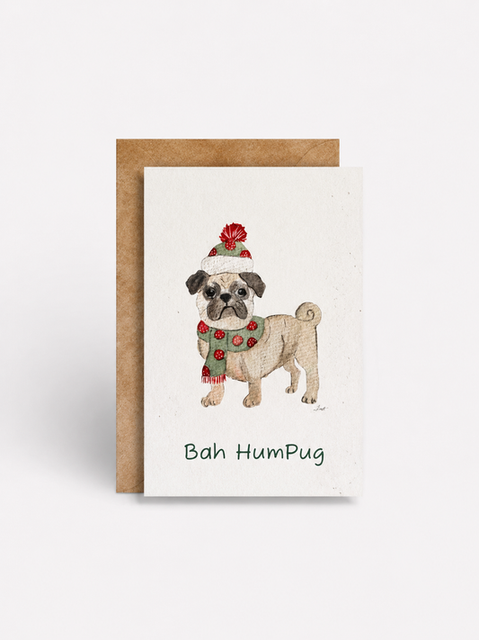 Plantable Seed Card - Christmas Bah HumPug