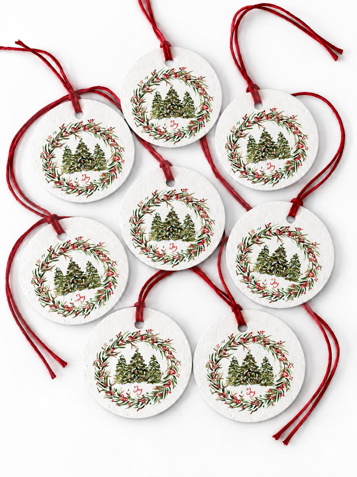 Plantable Seed Christmas Gift Tag Set of 8 Joy Trees with Wreath