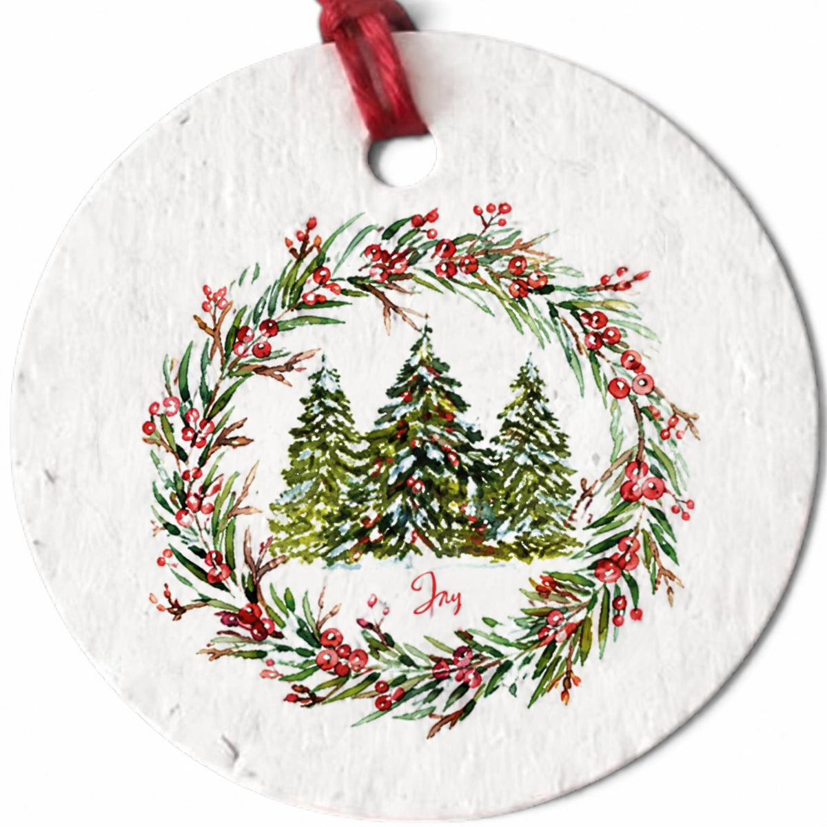 Plantable Seed Christmas Gift Tag Set of 8 Joy Trees with Wreath
