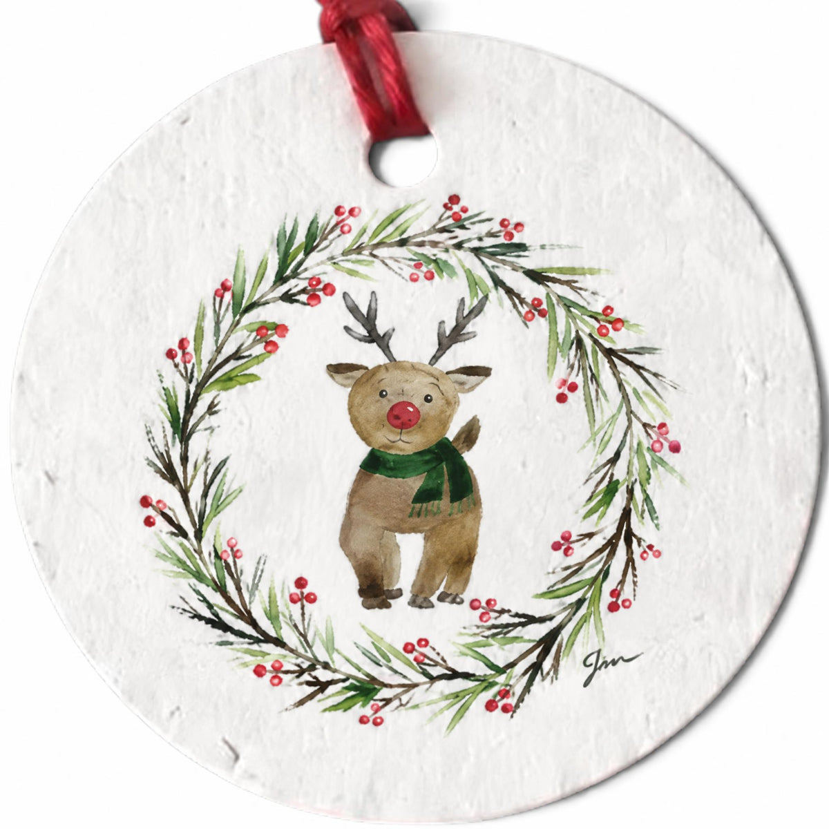 Plantable Seed Christmas Gift Tag Set of 8 Deer Wreath