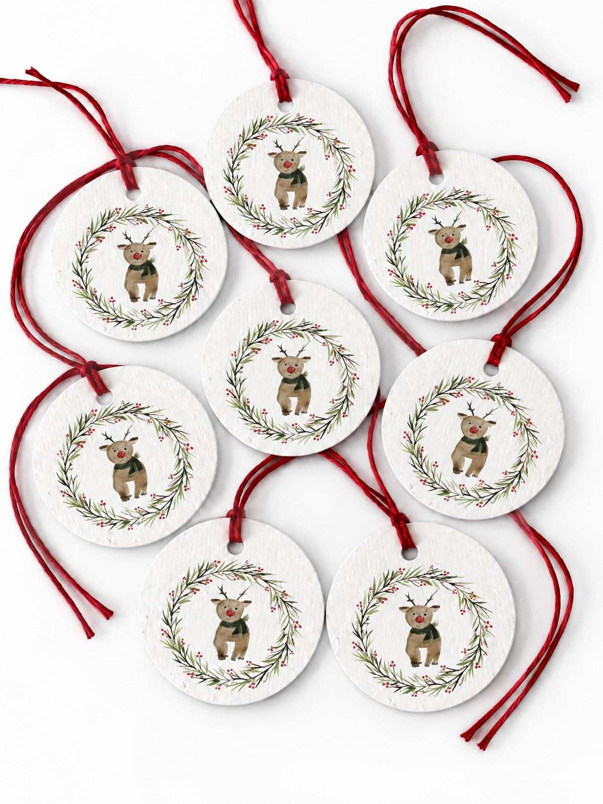Plantable Seed Christmas Gift Tag Set of 8 Deer Wreath