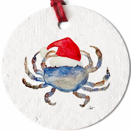 Plantable Seed Christmas Gift Tag Set of 8 Blue Santa Crab