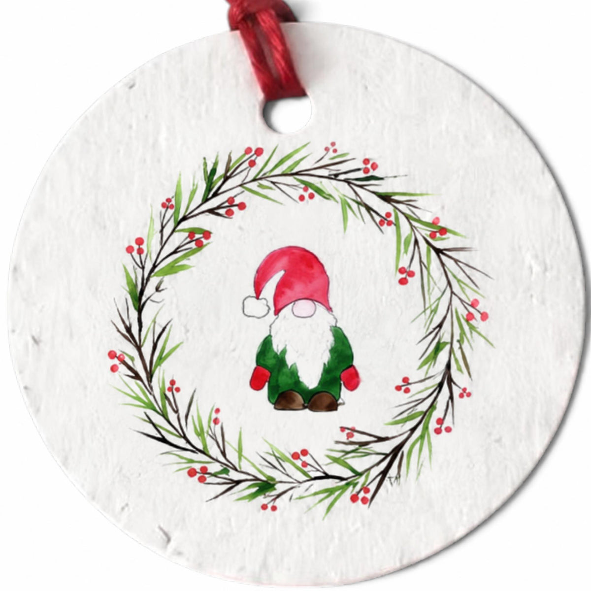 Plantable Seed Christmas Gift Tag Set of 8 Gnome with Wreath