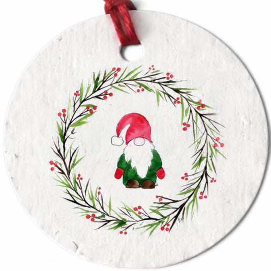 Plantable Seed Christmas Gift Tag Set of 8 Gnome with Wreath