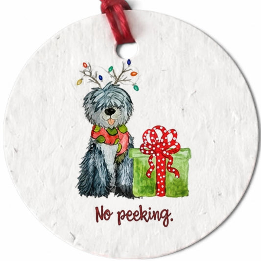 Plantable Seed Christmas Gift Tag Set of 8 No Peeking Shaggy Dog