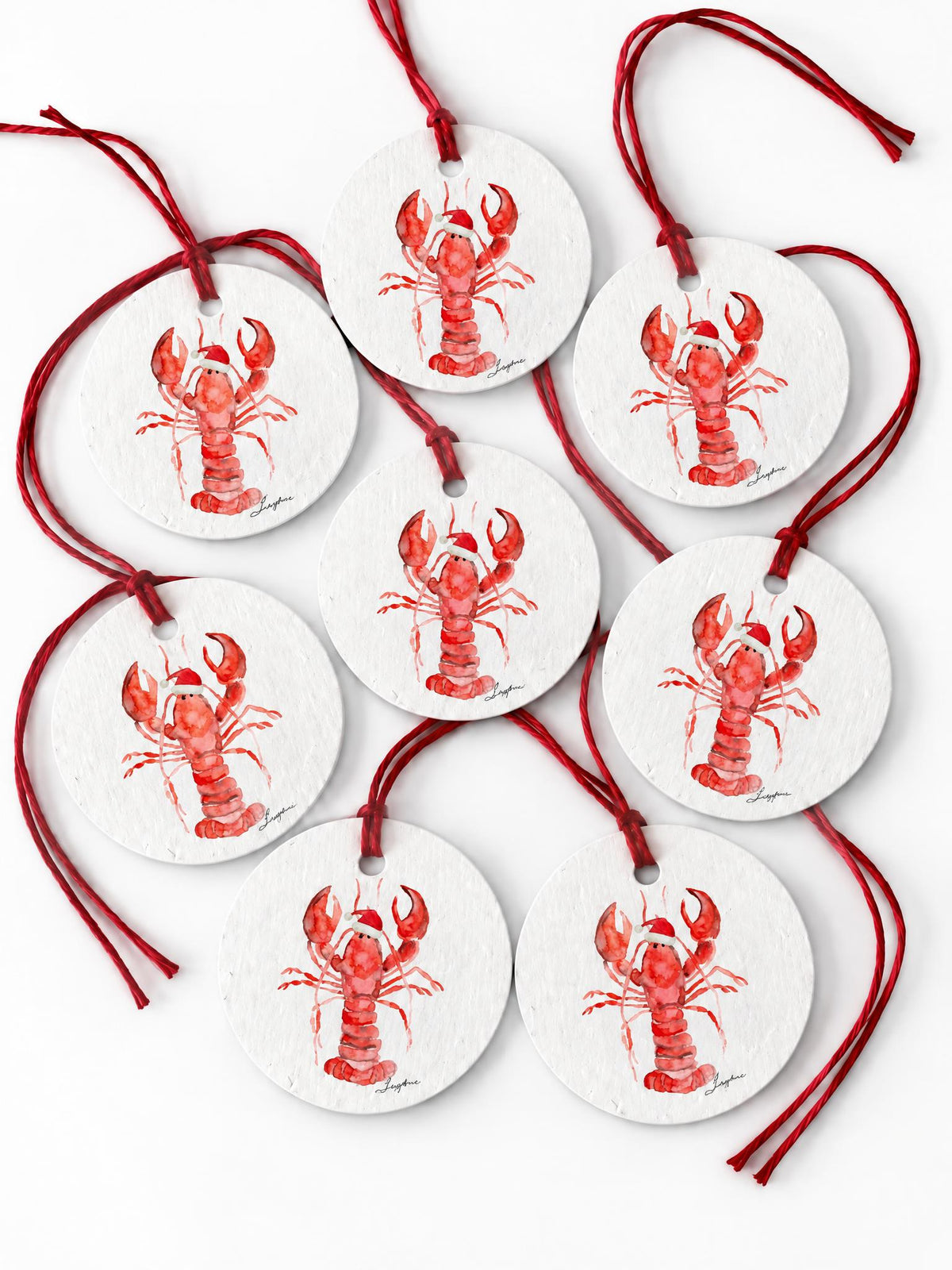 Plantable Seed Christmas Gift Tag Set of 8 Red Santa Lobster