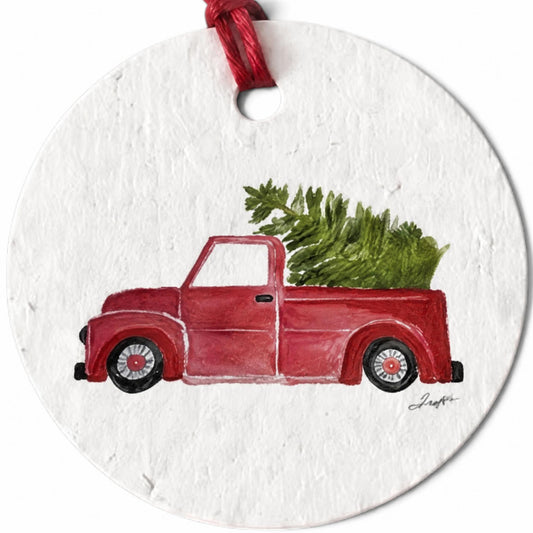 Plantable Seed Christmas  Gift Tag Set of 8 Red Truck with Tree