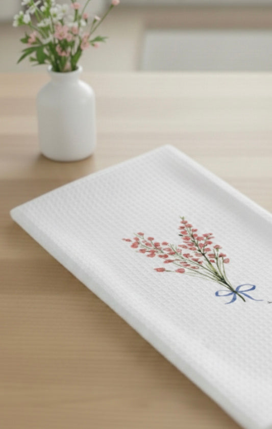 Microfiber Kitchen Towel Watercolor Art Pink Flower