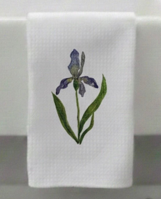 Microfiber Kitchen Towel Watercolor Art Iris