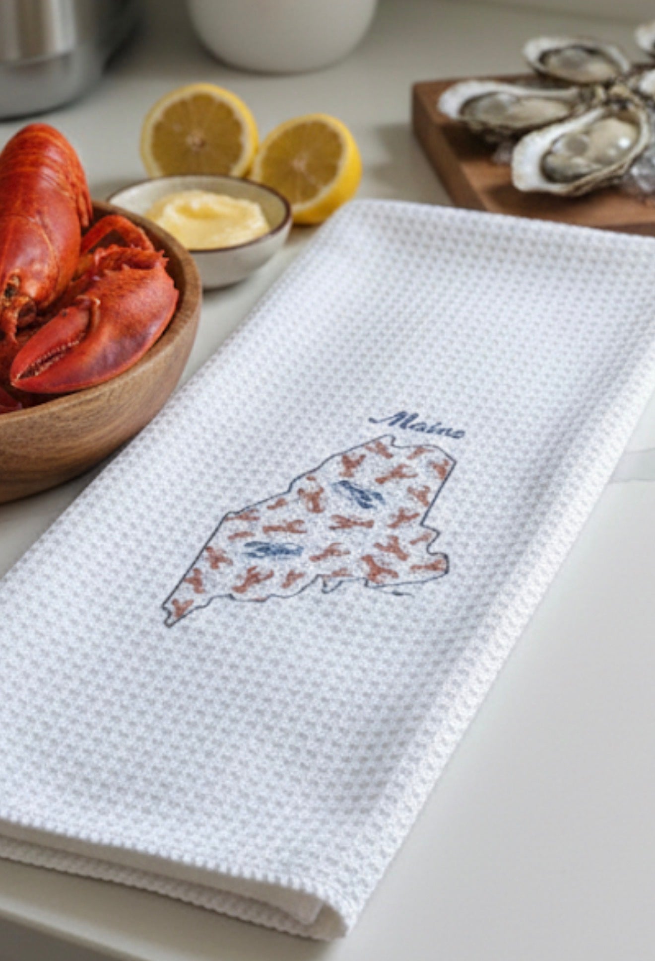 Microfiber Kitchen Towel Watercolor Art Maine Lobsters