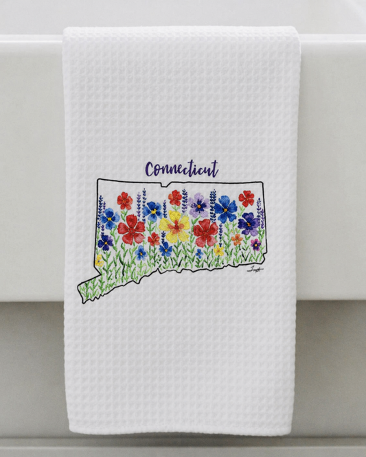 Microfiber Kitchen Towel Watercolor Art CT Wildflowers