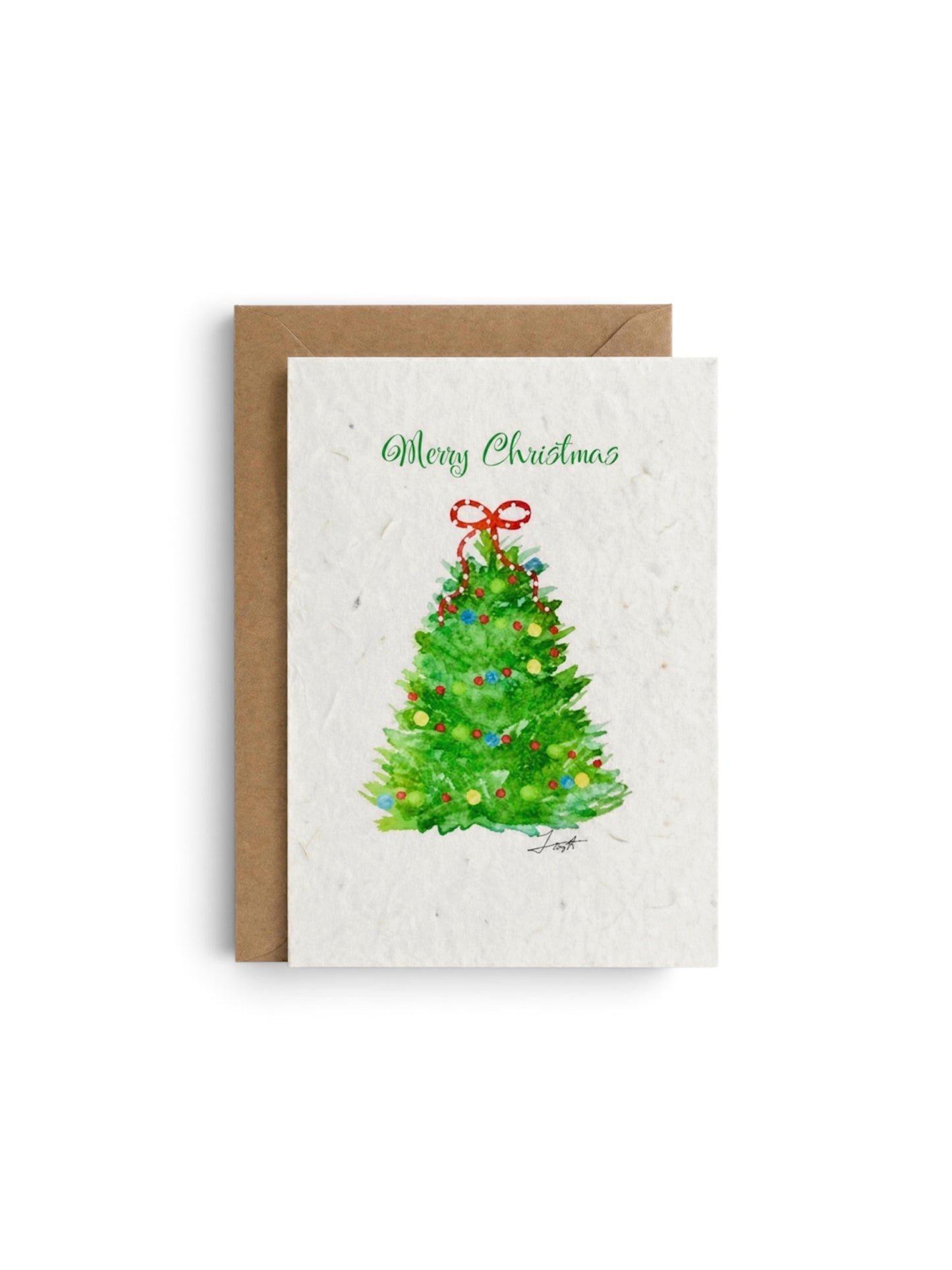Plantable Seed Card - Christmas Xmas Tree Red Bow Merry