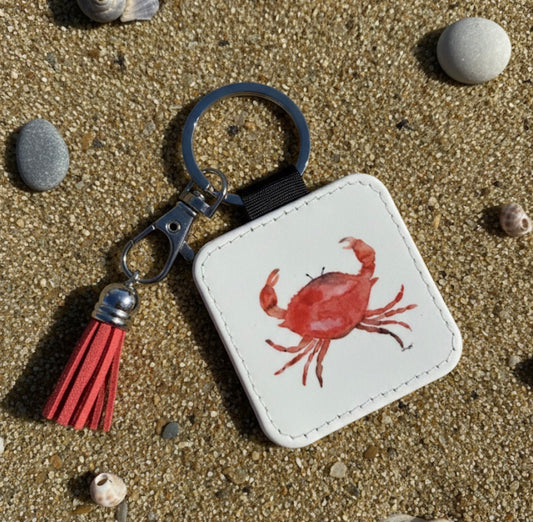 Red Crab Tassel Keychain - Hand-Painted Art Charm