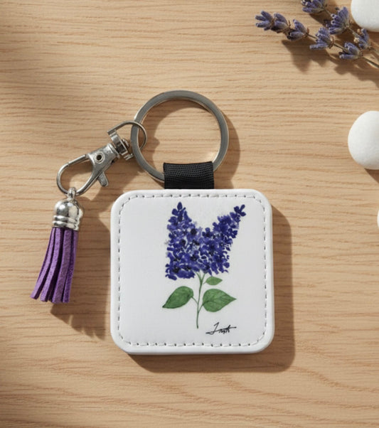 Lilacs Tassel Keychain - Hand-Painted Art Charm