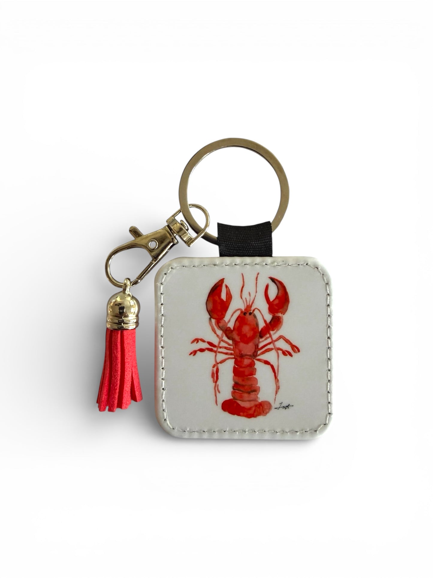Red Lobster Tassel Keychain - Hand-Painted Art Charm