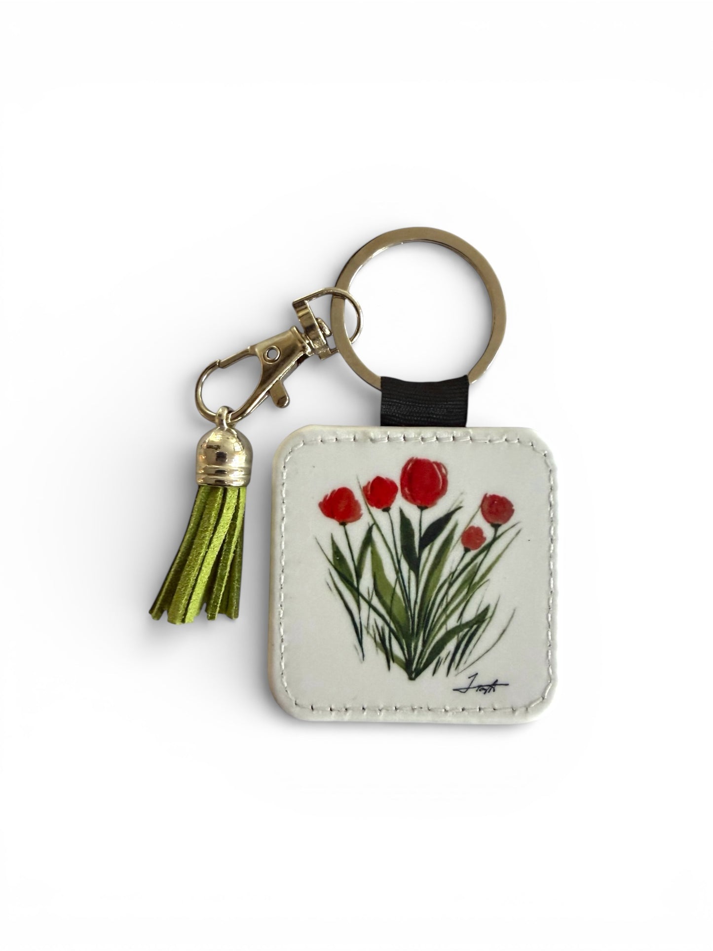 Tulip Tassel Keychain - Hand-Painted Art Charm