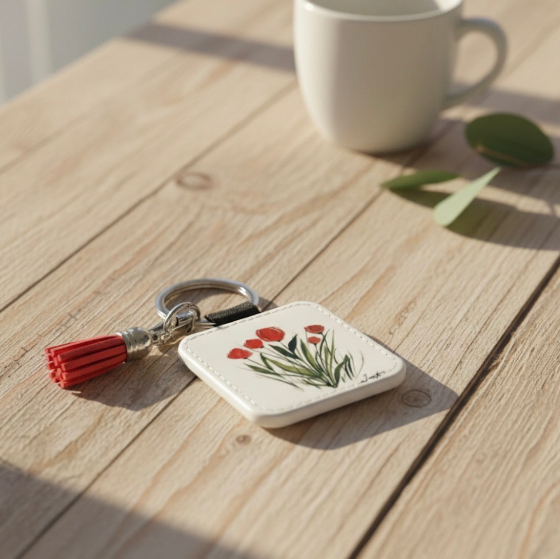 Tulip Tassel Keychain - Hand-Painted Art Charm