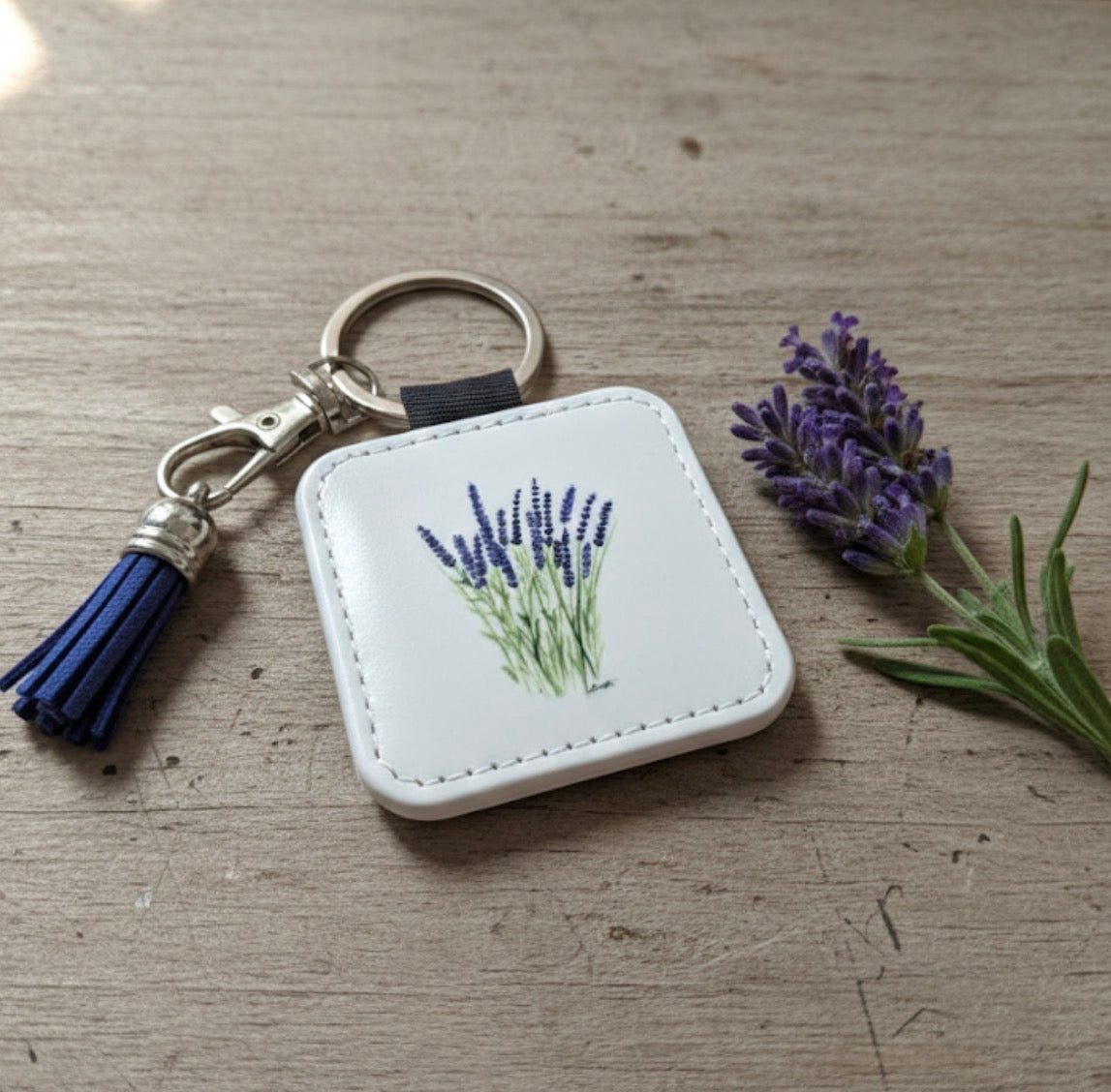 Lavender Tassel Keychain - Hand-Painted Art Charm