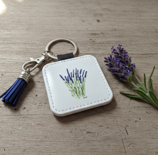 Lavender Tassel Keychain - Hand-Painted Art Charm
