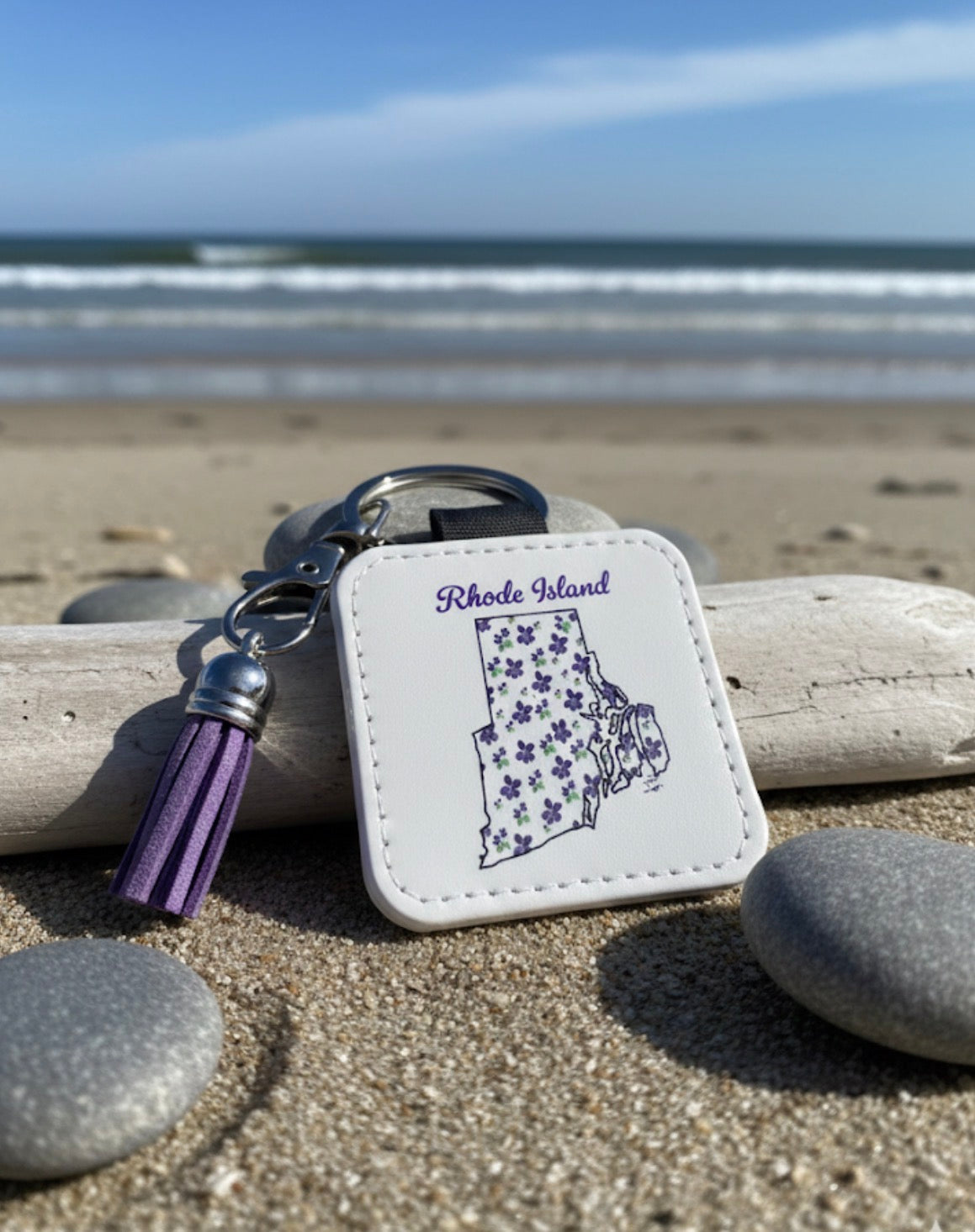 Rhode Island Tassel Keychain - Hand-Painted Art Charm