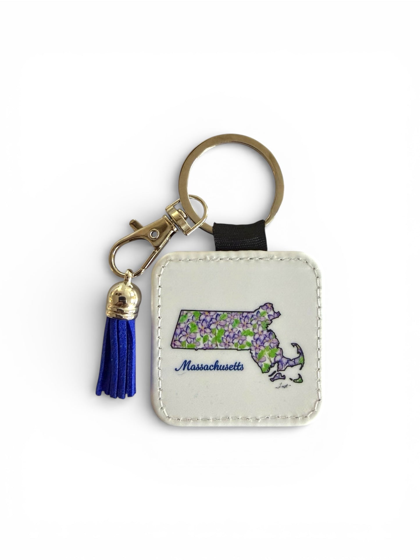 Massachusetts Tassel Keychain - Hand-Painted Art Charm