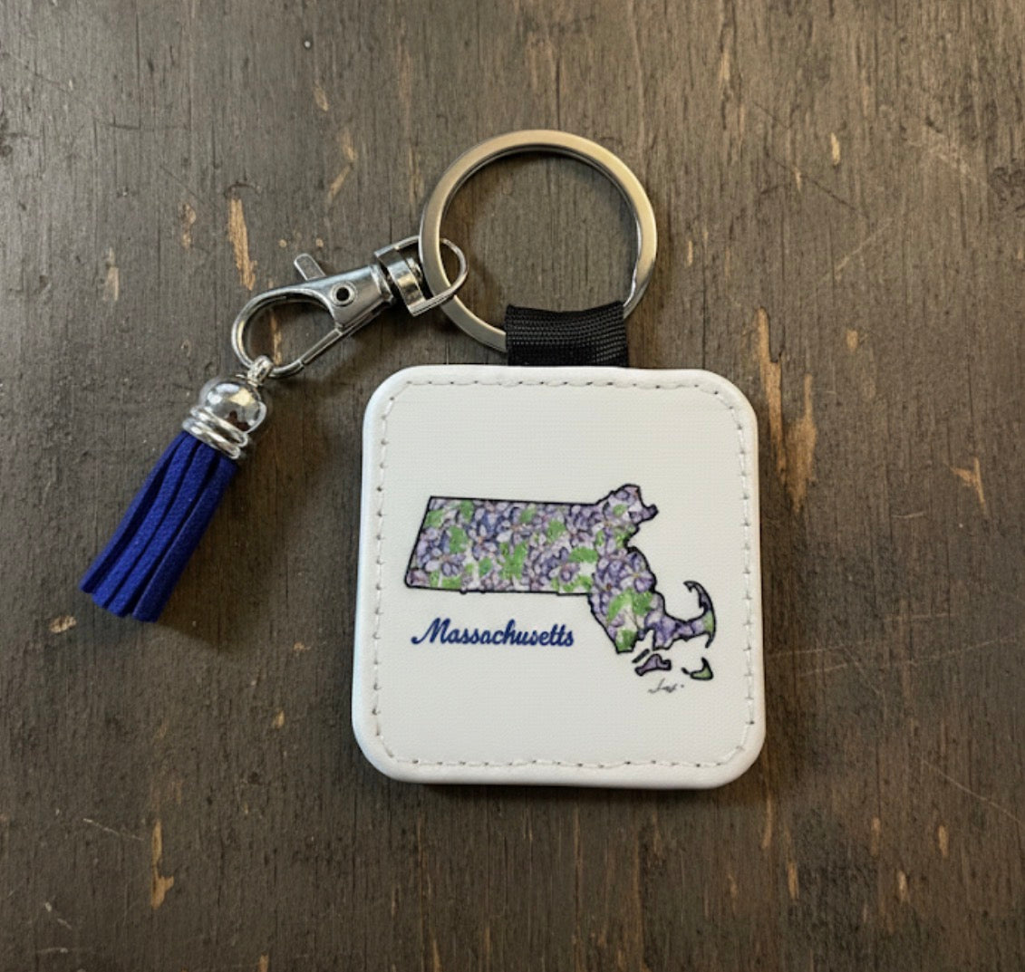 Massachusetts Tassel Keychain - Hand-Painted Art Charm