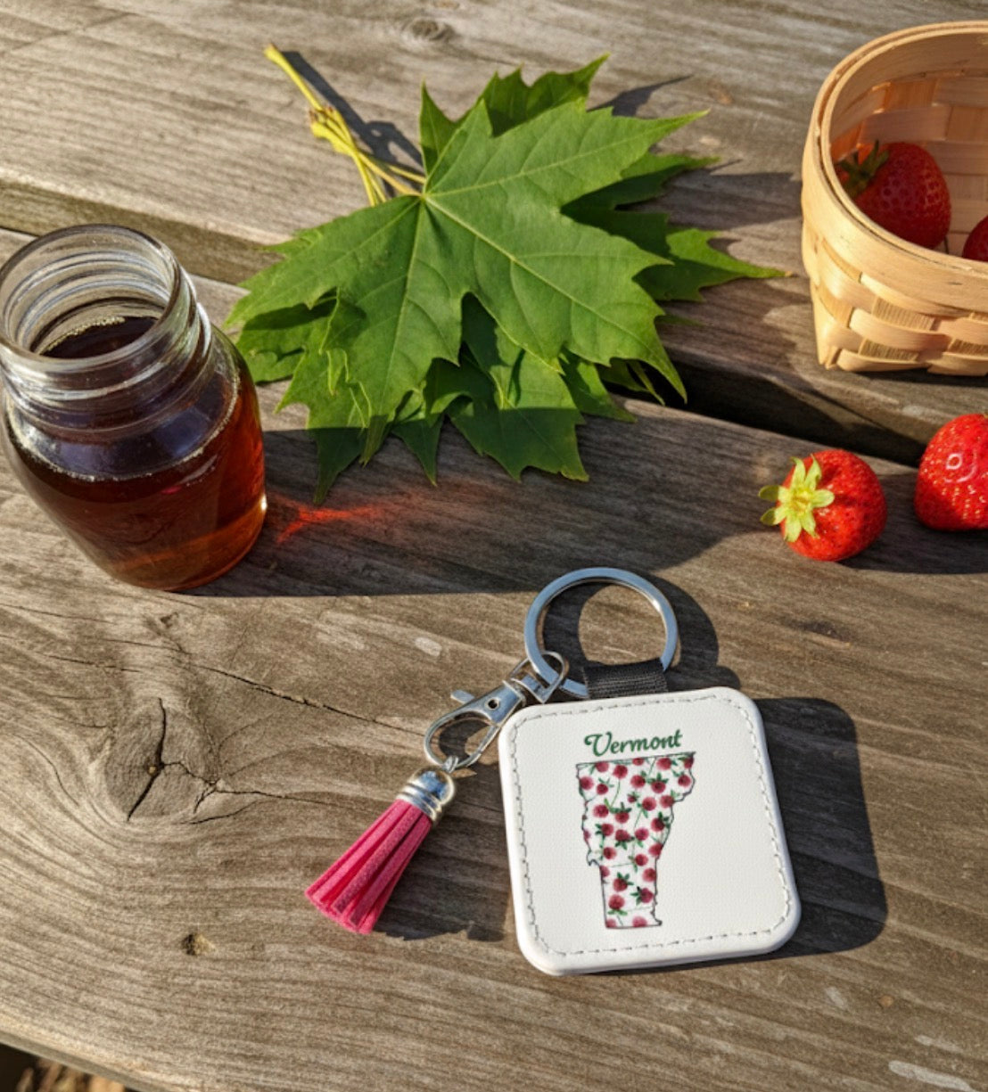 Vermont Tassel Keychain - Hand-Painted Art Charm