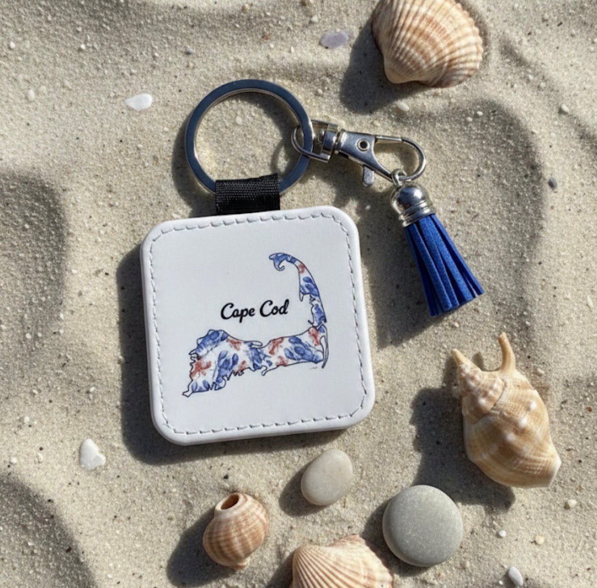 Cape Cod Tassel Keychain - Hand-Painted Art Charm
