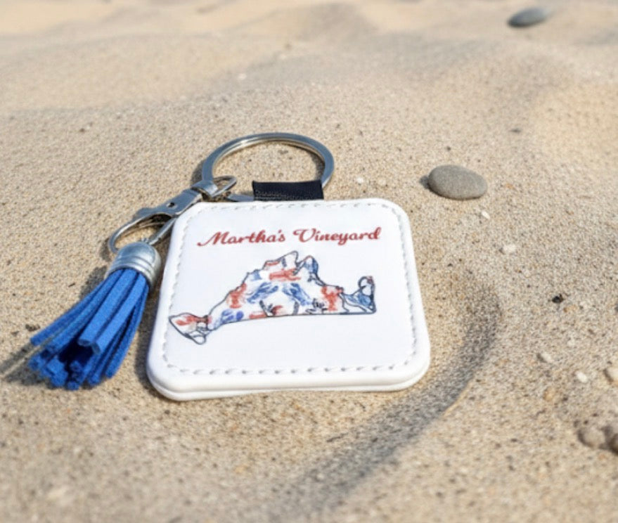 Martha's Vineyard Tassel Keychain - Hand-Painted Art Charm