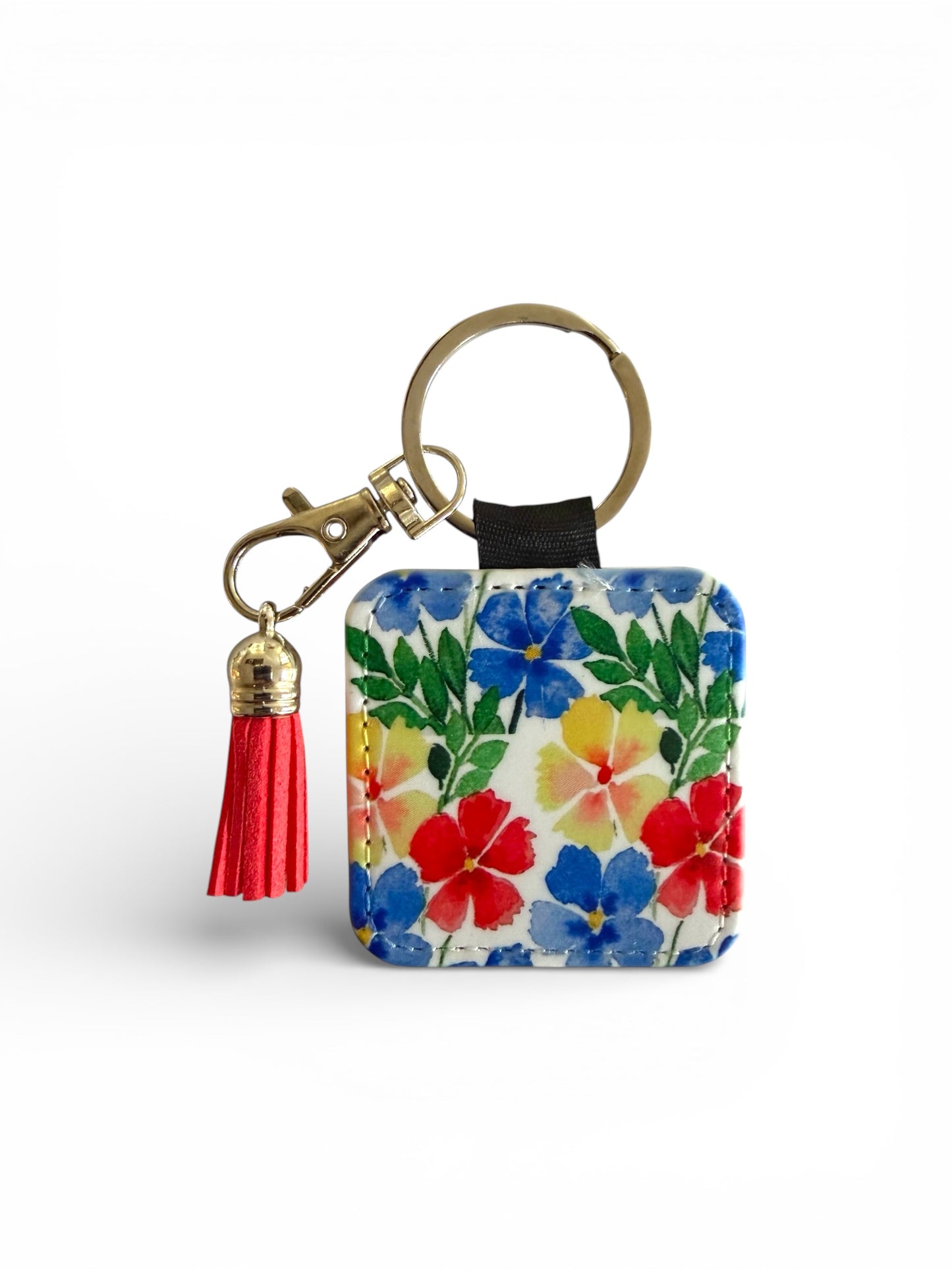 Bright Flowers Tassel Keychain - Hand-Painted Art Charm