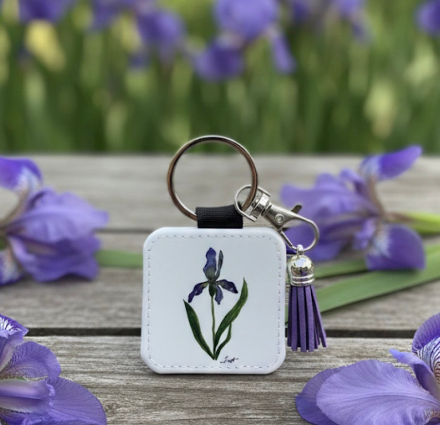 Iris Tassel Keychain - Hand-Painted Art Charm