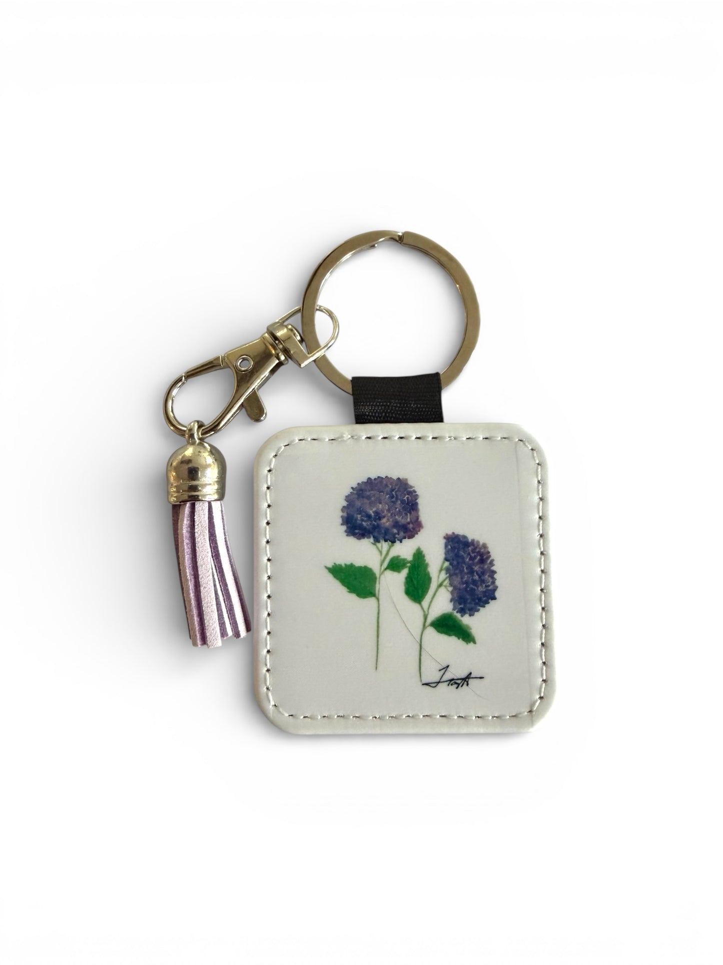 Hydrangea Tassel Keychain - Hand-Painted Art Charm